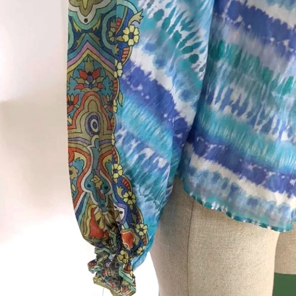 Hale Bob Sadie Voile Blue Colored Top Size S $268.00 - Picture 6 of 7